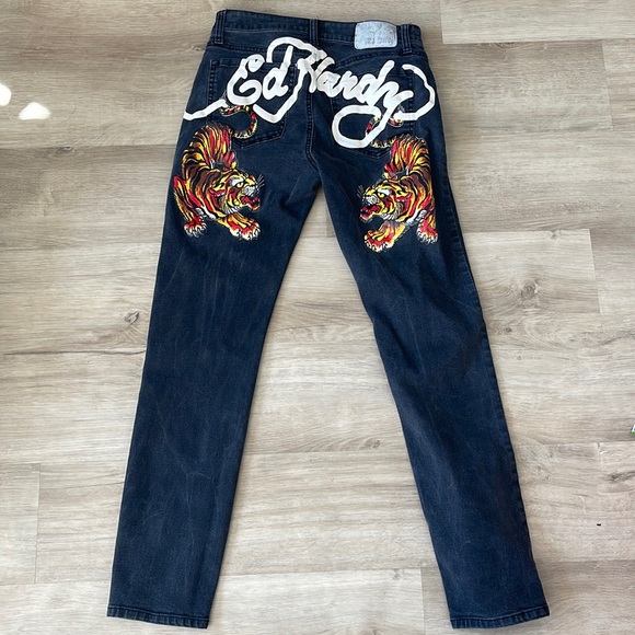 Ed Hardy Denim - Ed Hardy Low Rise Tiger Print Denim Size 30 Y2k